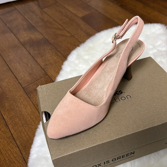 Clark’s shoes ,women NEW,Kataleyna step,peach suede,sling back leather pumps - Picture 4 of 15